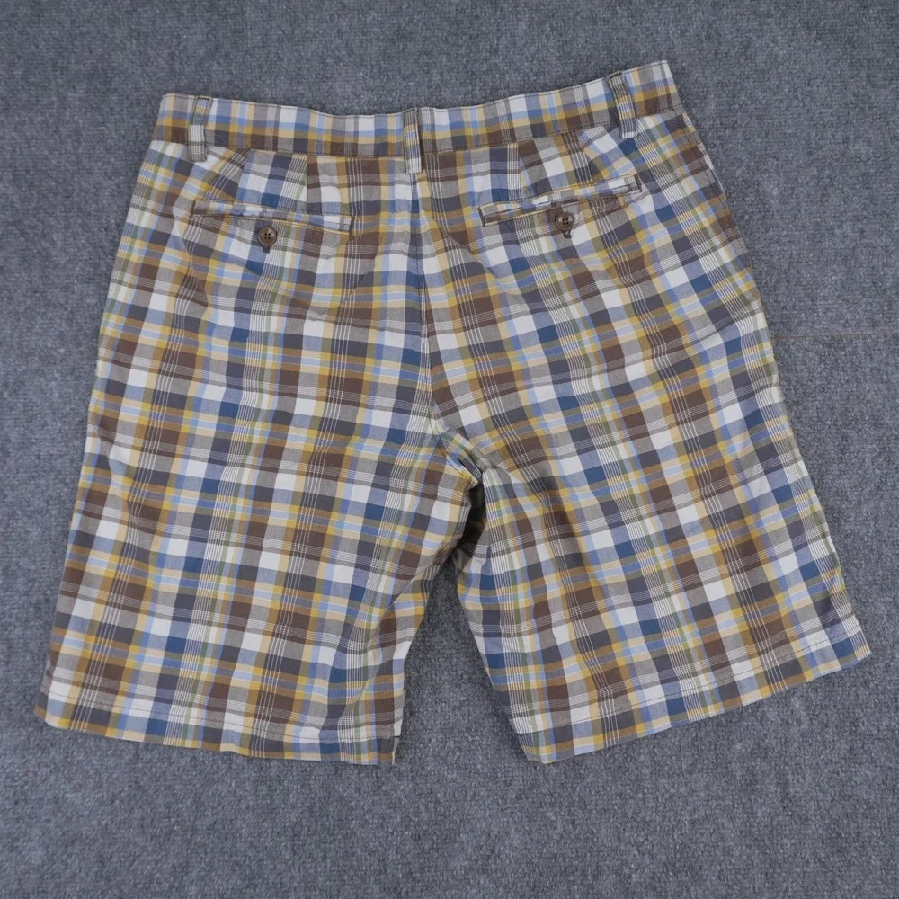 X3 Banana Republic Mens Chino Shorts Size 35 Yellow Seersucker Plaid Gingham
